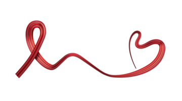 Realistic red ribbon, world aids day symbol, 3d illustration png