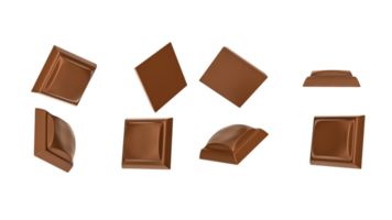 primer plano, cubos de chocolate, caer, aislado, 3d, ilustración png