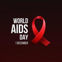 World Aids Day Red Ribbon Peace of Symbol with Red Black Color Background vector