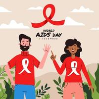 World Aids Day Man and Women Celebrate using Tshirt with Peace Symbol vector