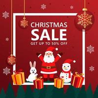 Banner Design Merry Christmas with Santa Snowman and the Gift vector