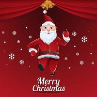 Santa Claus Character Running on Merry Christmas With Red Background vector