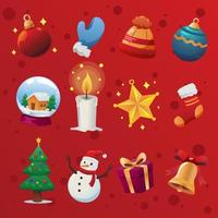 Christmas Symbol Object Elements Item Set Cartoon Vector Illustration