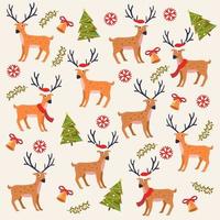 Christams Cute Reindeer Cartoon Beauty Pattern Background for Kids Baby vector