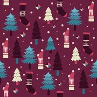 Various Shocks Pine Tree Seamless Pattern With Retro Purple Color vector