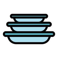 Kitchen plate icon color outline vector