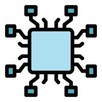 Smart processor icon color outline vector