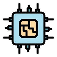 Microchip icon color outline vector