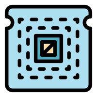 Central processor icon color outline vector