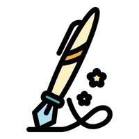 Ink pencil icon color outline vector