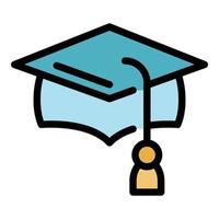 Textile graduation hat icon color outline vector