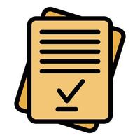 Pass exam test icon color outline vector