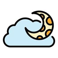 Sky cloud moon icon color outline vector