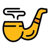 Wooden smoking pipe icon color outline vector