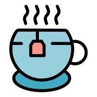 vector de contorno de color de icono de taza de té caliente