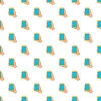 Mobile phone in hand pattern, cartoon style vector