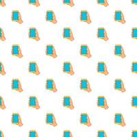 Mobile phone in hand pattern, cartoon style vector