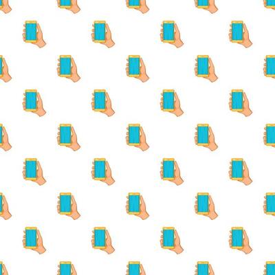 Mobile phone in hand pattern, cartoon style