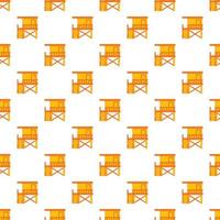Rescue booth on beach pattern, cartoon style vector