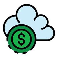 vector de contorno de color de icono de moneda de nube de dinero