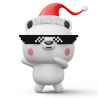 carino polare orso con Natale cappello, contento Natale, 3d interpretazione png