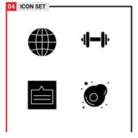 Set of Vector Solid Glyphs on Grid for earth links dumbbell motivation wireframe Editable Vector Design Elements