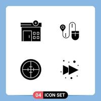 User Interface Pack of 4 Basic Solid Glyphs of medical military mouse computer target Editable Vector Design Elements