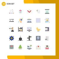 25 Universal Flat Color Signs Symbols of field loading arrow hourglass paper Editable Vector Design Elements