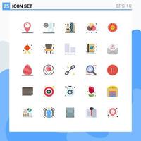 paquete de 25 signos y símbolos de colores planos modernos para medios de impresión web, como elementos de diseño de vectores editables creativos de diseño gráfico de flores