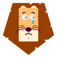 lion qui pleure visage dessin animé mignon png