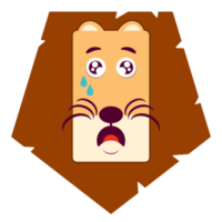 león llorando cara dibujos animados lindo png