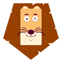 lion visage heureux dessin animé mignon png