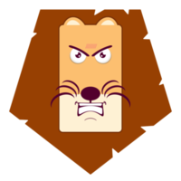 lion visage en colère dessin animé mignon png
