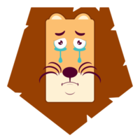 lion qui pleure visage dessin animé mignon png