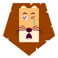 lejon gråt ansikte tecknad serie söt png