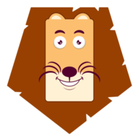 lion visage heureux dessin animé mignon png