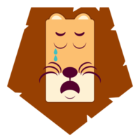 lion qui pleure visage dessin animé mignon png