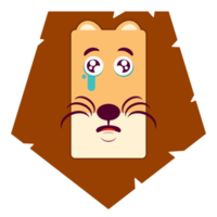 lion qui pleure visage dessin animé mignon png