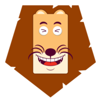 lejon skrattande ansikte tecknad serie söt png