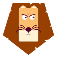 lion visage en colère dessin animé mignon png