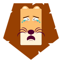 lejon gråt ansikte tecknad serie söt png