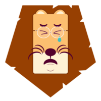 lion qui pleure visage dessin animé mignon png