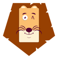 lion visage heureux dessin animé mignon png