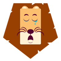 lion qui pleure visage dessin animé mignon png