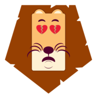 lion broken heart face cartoon cute png