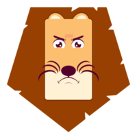 lion visage en colère dessin animé mignon png