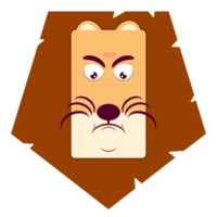 lion visage en colère dessin animé mignon png