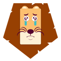 lion qui pleure visage dessin animé mignon png