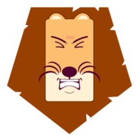 lion blessé visage dessin animé mignon png