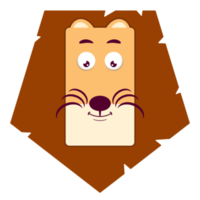 lion doute visage dessin animé mignon png